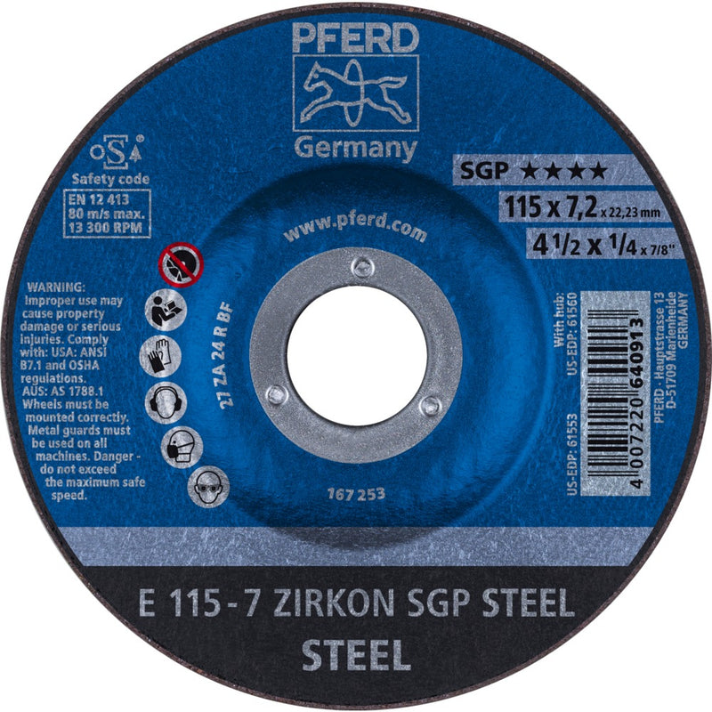 PFERD Navrondeller E 115-7 ZIRKON SGP STEEL